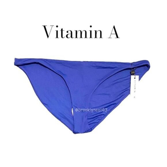 Vitamin A Luciana Bikini Bottoms Blue Ecolux Full Coverage Sz 14 - Picture 4 of 9